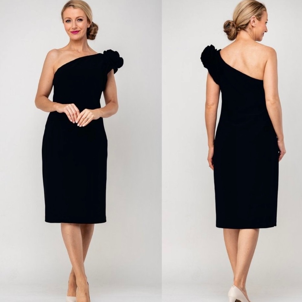 Joseph Ribkoff black one shoulder NWT cocktail dress